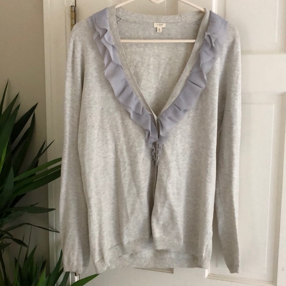 J. Crew Sweaters - J.Crew Cotton Cardigan with Ruffle Size Medium